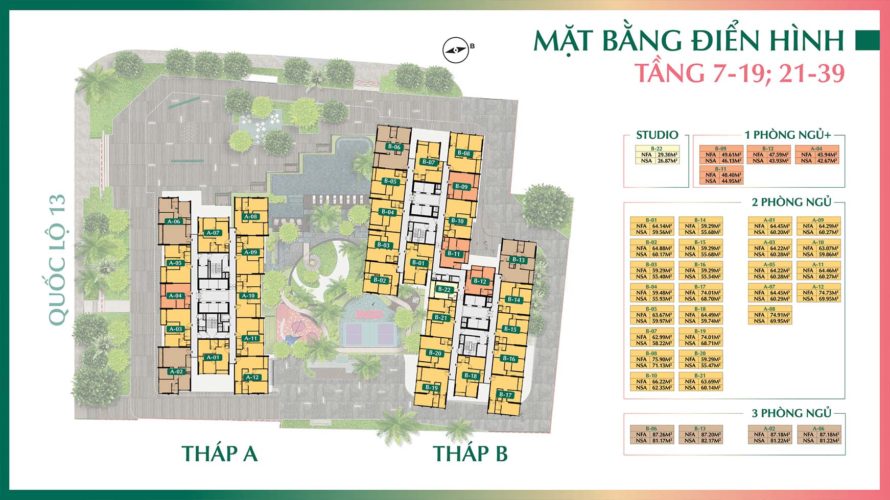 Mat bang dien hinh can ho The Emerald Boulevard